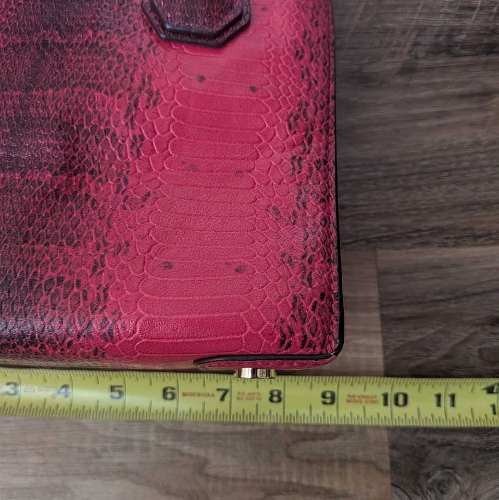 MICHAEL KORS Mercer Hot Pink Python Embossed Leat… - image 11